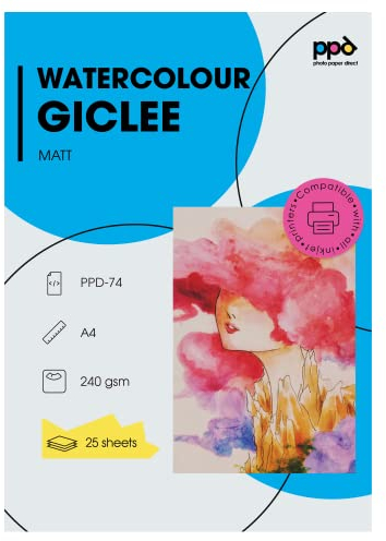 PPD 25xA4 Inkjet FineArt Digital Aquarell 240g Fotopapier Matt mit ausgeprägter Struktur PPD-74-25