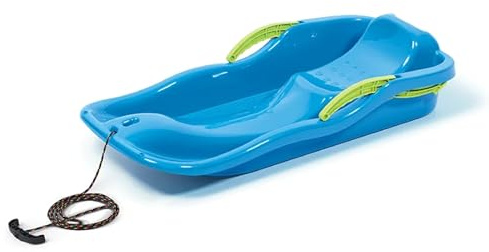 NEUSTANLO | Bobschlitten Race | Blau | hochwertiges Kunststoff | inkl. Zugseil und Bremshebel | ideal auch als Rodel, Bob, Schlitten oder Schneegleiter