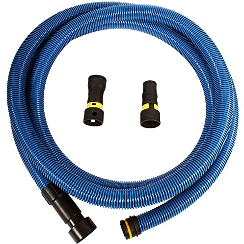 Cen-Tec Systems 94434 16 Ft. Antistatic Wet/Dry Vacuum Hose for Shop Vacs with Universal Power Tool Adapter Set Blue
