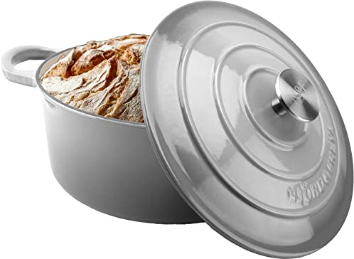 Njörd & Freya Schmortopf, Gusseisentopf, Bräter mit Deckel, Bratentopf aus Gusseisen, emaillierte Beschichtung, Für alle Herdarten und Induktion geeignet, 24 cm Durchmesser, Dutch Oven, Brotbacktopf