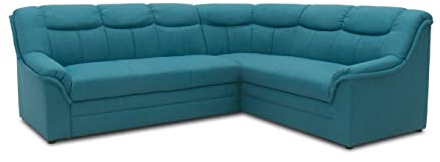 DOMO. collection Sofá esquinero Berlín, intemporal con Acolchado de muelles, sofá en Forma de L, 205 x 250 x 89 cm, Color Azul petróleo