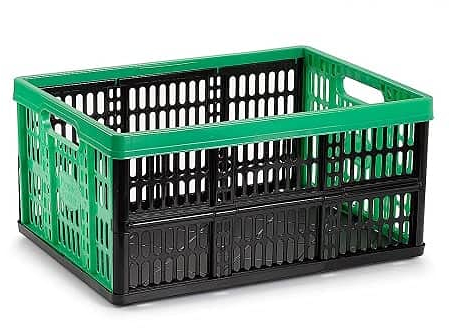 CABLEPELADO Caja Plegable con Asas, Caja plástico para Camping, Caja plástico Organizador, 48 cm Largo x 35 cm Ancho x 23 cm Alto, Capacidad 32 litros, Carga máxima de 18 Kg, Verde