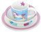 BIOZOYG Porzellan Kinder-Geschirrset I Frühstücksset 3-teilig spülmaschinenfest I Tasse-Teller-Schüssel-Set mit Motiv I Geschenkideen für Kinder I lustiges Kindergeschirr mit Einhorn-Bild