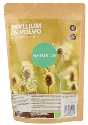 Psyllium en Polvo Bio 400 g Naturitas Essentials | Ayuda a la digestión | Se puede añadir en zumos, agua y bebidas | Vegan | Sin gluten