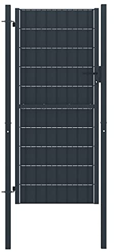 TEKEET Tore Zauntor PVC und Stahl 100x204cm Anthrazit Hardware