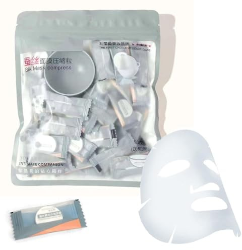 XBFOCNH 50 pcs DIY Natural Face Mask Tabletas de algodón de compresión hoja de la máscara DIY desechables máscaras faciales máscaras de tela cuidado de la piel