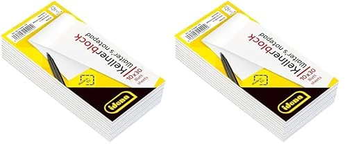 Idena 10499 - Set di 20 blocchetti per camerieri, 7 x 14,8 cm, 30 fogli ciascuno, in bianco