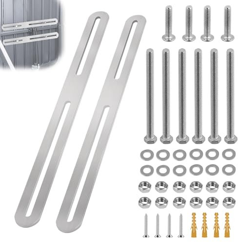 EFUTURETIME 2 uds. Fijaciones de Valla para Buzones, 280 x 24 x 3 mm, Soporte de Rejilla de INOX para Cajas de Llaves en la Puerta, Conector Plano para Muebles de Madera, Plata