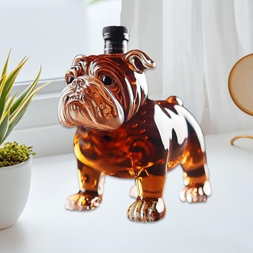 Bulldog whiskykaraff | Hund whisky karaff | Whisky presenter set för män | Nyhet Bulldog whisky set presenter | rolig whiskyflaska för män och pappa | whisky flaska för hundälskare