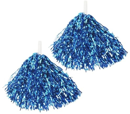 Pompon Per Cheerleader 6/10pz Pompon da cheerleader metallici con impugnatura antiscivolo Fiori mano Eventi sportivi Danza Sport Cheerleading(Blue,10pcs)