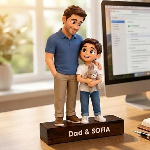 SOUFEEL Figura Personalizada con Foto 3D de Acrílico Regalos Originales para Papá Día del Padre Hombre Signo Placa Marco de Foto con Efecto 3D Regalo Día del Padre para Papá