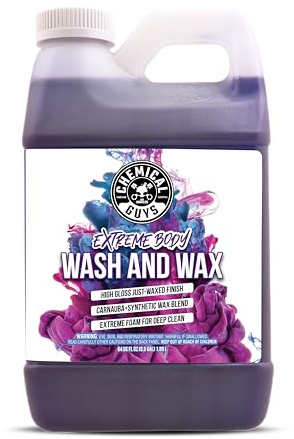 Chemical Guys Extreme Bodywash & Wax Foaming Car Wash Soap - Soap for Foam Cannons, Foam Guns, or Bucket Washes for Cars, Trucks, Motorcycles, RVs, and More, Grape Scent - 64 oz (Half Gallon)
