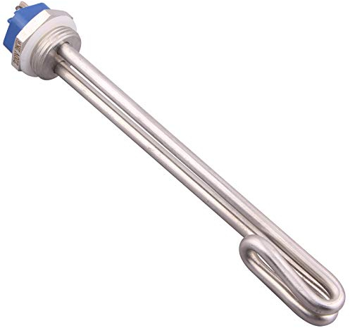 DERNORD Elemento riscaldante da 2,5 cm, corto, pieghevole, elettrico, per caldaia ad acqua con filettatura BSP e flangia in acciaio inossidabile (220 V 2000 W)