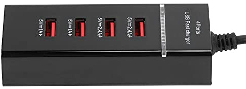 USB -väggladdare, 4 Portar USB -laddningsstation, Multi -USB Mobiltelefon Universalladdare, Smart Strömkontroll, Omfattande Skydd, för Telefoner, Surfplattor och Mer(Svart)