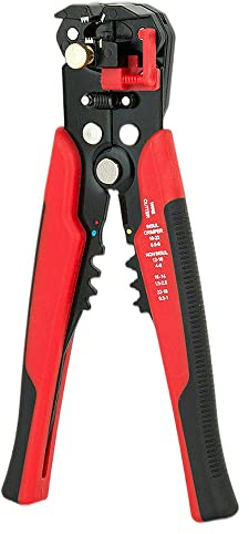 POIU 5 in 1 Automatic Wire Stripper, Wire Cutter Electrical Terminal Crimper for Wire Stripping, Cutting, Crimping 10-24 AWG (0.2-6.0mm²), Red