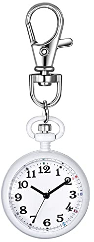 JewelryWe Key Chain Watch Novelty Key Ring Watch Vintage Quartz Pocket Watch fob Clip-on Backpack Buckle Belt Watch, for Men Women