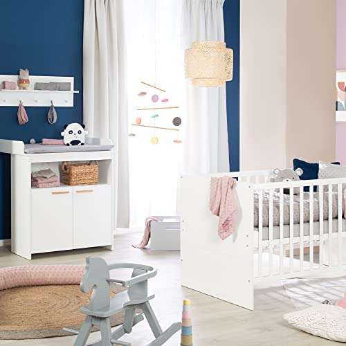 roba Möbelset 'Anton' - Set für Kinderzimmer - Baby-/Kombi-Kinderbett 70 x 140 cm + Wickelkommode - Holz weiß