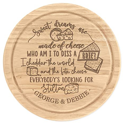 Personalised Sweet Dreams are Made of Cheese Board Round 25cm Wooden Chopping Custom Christmas