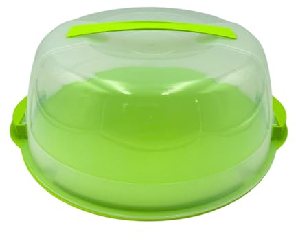 VIRSUS Contenitore Porta torta con coperchio in plastica infrangibile, diametro interno 30 cm, portatorte 2 chiusure di sicurezza, per la conservazione di dolci e torte, Made in Italy (Lime)