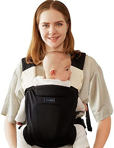 Bebamour Babytrage Sling 3 in 1 Ergonomischer Babytrage Rucksack für Neugeborene Atmungsaktive und weiche Babykette für Säuglinge und Kleinkinder (Black)