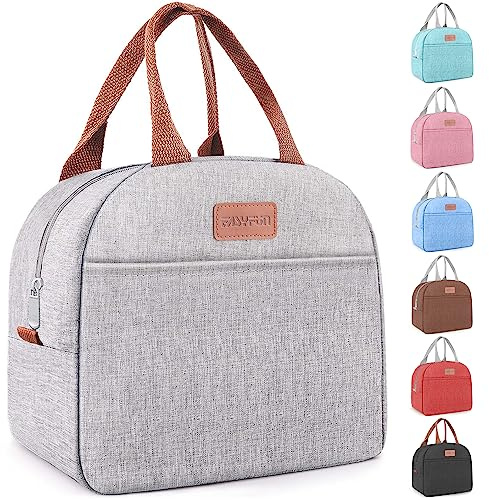 Lunch Bag for Women & Men Adult Insulated Lunch Box, Small Leakproof Cooler Food Lunch Containers Reusable High Capacity Lunch Tote Bags for Work, Travel, Outdoor (Grey)