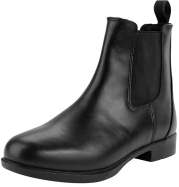 Contrace Reit-Stiefelette Jodhpur Winter« - Chelsea Boot - Veganer Reit-Schlupf-Schuh - Komfortinnensohle - Gummisohle - Teddyfutter - Hautverträglich - Atmungsaktiv - Schwarz 34