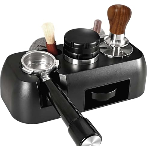 alouweekuky Tamper Station 51-58mm Universelle Café Tamper Fabriqué en ABS de Barista Accessoires Convient à Porte Filtres, Espresso Tamper, Tasseur Café