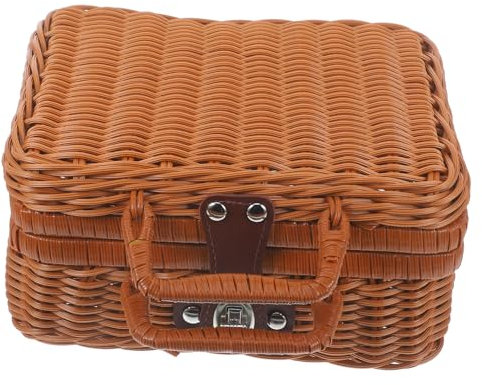 CIYODO Maleta De Ratán Sintético Tejida A Mano De Gran Capacidad con Forro De Caja De Almacenamiento Vintage para Organizar Su Hogar