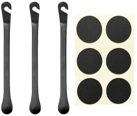 FIMWOLZ 3 Pcs Fahrradreifenheber aus Kohlenstoffstahl 120 x 7mm Metall Montierhebel Fahrrad Reifen Schlauchflicken ergonomisch für Reifenwechsel an Fahrrädern Rennrädern Mountainbikes Schwarz