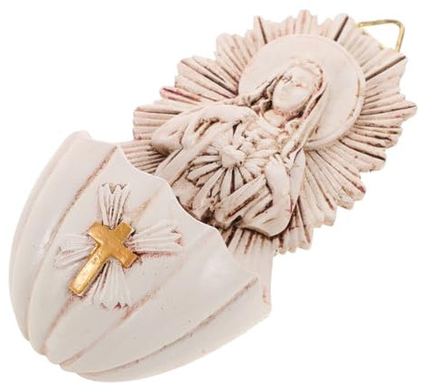 HOMOCONO Holy Water Font Resin Wall Hanging Decor Elegant Catholic Basin for Living Room Functional Decorative Element for Home Entrances Religious Spaces