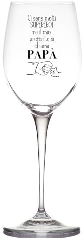 Generico Il mio supereroe preferito Bicchiere da Vino Personalizzato Calice da Vino Bianco Rosso Dedica Idea Regalo Festa Del Papà Babbo Nonno Compleanno Natale Cena Romantica