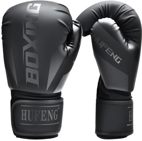 MMA Boxhandschuhe Männer Damen, Muay Thai Kickboxen Sparring, Boxing Gloves Martial Arts Boxen Handschuhe, Sparring Boxhandschuhe geeignet für Boxsack, Kickboxen,Kampfsport Training Schwarz