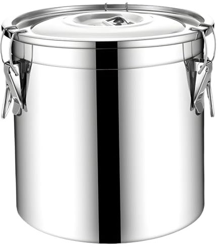 Peosaard Bucket de Acero Inoxidable hermético, contenedores de Almacenamiento de Alimentos 6L con Tapa hermética, frascos de Almacenamiento para arroz, harina y Cereales