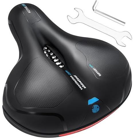 Sella Per Bicicletta Comoda, Sella Bici Morbida Memory Foam, Sellino con Sfera Ammortizzatore a Doppia Molla, Ergonomica, Traspirante, per Bici da Strada, City Bike, MTB per Donna Uomo