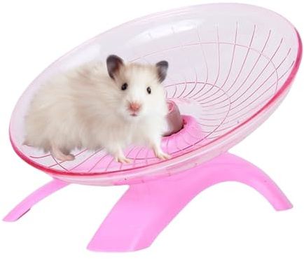 Hamster Flying Saucer Silent Running Wheel, 7 Inch, Suitable for Guinea Pigs, Hamsters, Hedgehogs and Other Small Animals to Ensure Safe Exercise (Pink)