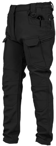 Pantaloni Trekking Invernali Uomo Pantaloni Sci Alpinismo Felpati Fleece Interno Termico Pantalone Neve Caldi Pantaloni Cargo Invernale Antistrappo per Caccia Montagna Snowboard Lavoro,Nero,4XL
