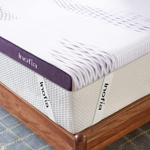 Inofia Memory Foam Mattress Topper Super King, 3 Inch Gel Topper with Cover | Breathable & Washable, Pressure Relief, Sleep Cooler, 2 Layer Foam for Rest Easy, 100-Night Home Trail (180x200x8cm)