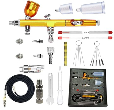 Airbrush Kit Airbrush-pistoler med 4 st munstyckessats 0,2/0,3/0,5 mm dubbel action
