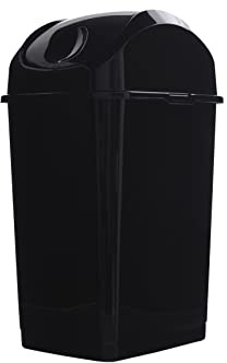 Superio Mini Desktop Trash Can with Swing Top Lid Portable Plastic Garbage Can for Countertop, Desktop, Make up Vanity, Bathroom, Car, Under Sink, Dorm Compact Waste Bin 5 L 1.25 Gal (Black)