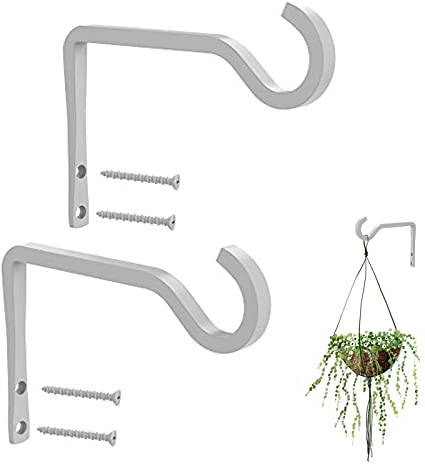 DEDC 2Pcs Heavy Duty Metal Wall Hook Straight Plant Hanger Hanging Basket Bracket Set for Bird Feeders Planters Lanterns Wind Chimes Indoor Outdoor Decoration