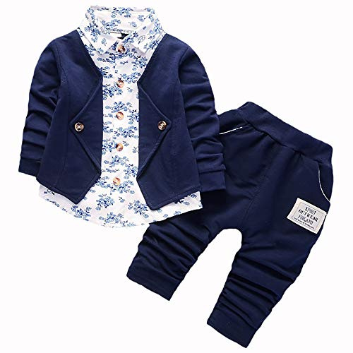 Baby pojke kläder småbarn söta kläder för barn tredelad kostym långärmad jacka + t-shirt + jeansbyxor