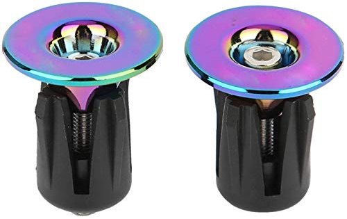 Kuuleyn Tapones Manillar Bicicleta Carretera,tapon manillar bici, 1 par de puños de manillar de bicicleta Extremos de barra Tapones de tornillo Electrochapa colorida Accesorio de ciclismo