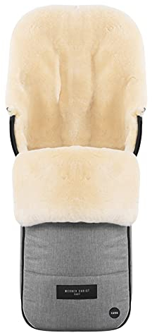 WERNER CHRIST BABY Lammfell-Fußsack FLIMS LUXE – vollfelliger Buggy, Kinderwagen-Fußsack (ab 6 bis 36 Mo.), medizinisches Fell, universal mit Langsschlitzen in Grigio (hellgrau)