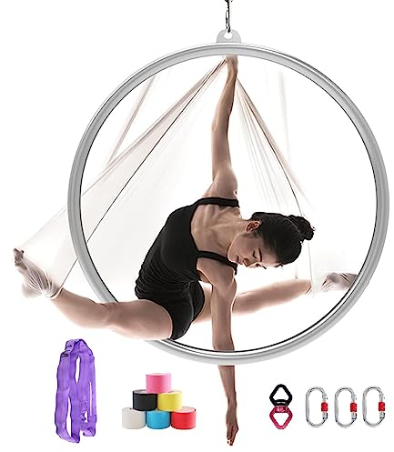YXXSDP Aerial Hoop Luftreifen Einzelner Punkt Lyra Reifensatz, Rostfreier Stahl Yoga-Reifen Circus Aerial Yoga Ausrüstung, Lyra Reifensatz Für Tanzstudio Aerial Fitness (Size : 100cm/39.4inch)