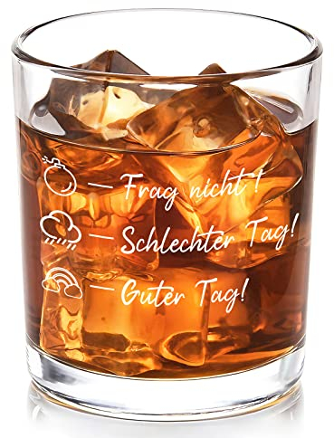 Joymaking Bicchiere da whisky con incisione – Domanda non/Buon giorno/brutta giornata, divertenti bicchieri da whisky bicchieri da whisky, regali personalizzati, bicchieri da whisky, bicchieri da