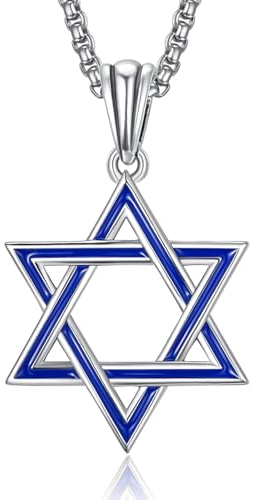 Blau Davidstern Kette Sterling Silber David Sterne Anhänger Halskette Blau David Stern Halskette Schmuck Geschenk für Herren Männer