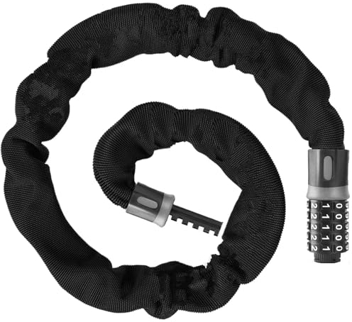 Phieeseriy Fahrradschloss, 120cm Länge Hohe Sicherheit, Fahrrad KettenSchloss mit 5er Zahlencode, Anti-Diebstahl Zahlen Code Kombination Schlos, Fahrradschlösser für Motorrad, Rad, Tür