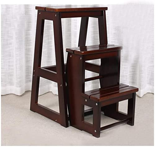 Escabeau à 3 marches en bois pour usage domestique - Design compact - Multifonction