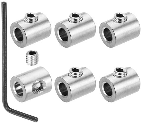 TOP-VIGOR 6Pcs 5mm Hole Wire Rope Clips Set, 304 Stainless Steel Single Holes Lock Cable Clamps Clip with M5 Hexagon Screws Spanner for Cable Fitting, Silver
