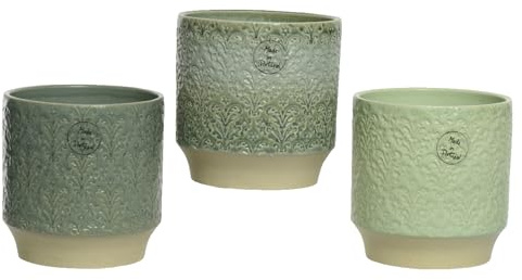 Maceta/macetero de cerámica de 12 x 13 cm, 1 unidad, varios colores – Macetero pequeño de gres – Maceta para plantas suculentas cactus hierbas – Macetero decorativo – Verde